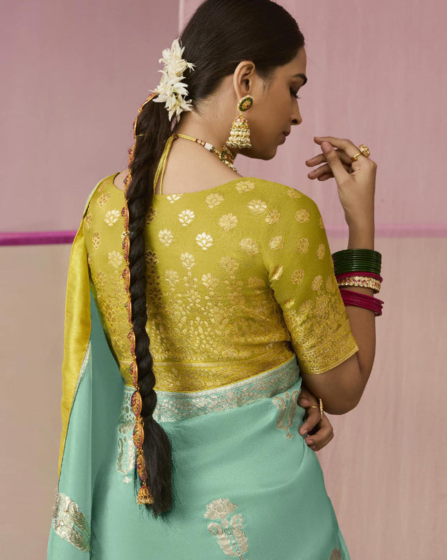 Ice Mint Dola Viscose Silk Woven Wedding Saree