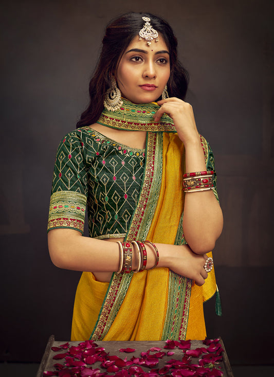 Sunny Yellow Silk Saree with Embroidered Blouse