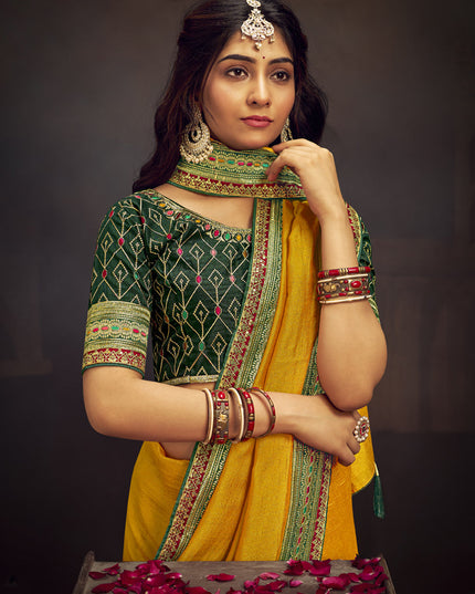 Sunny Yellow Silk Saree with Embroidered Blouse