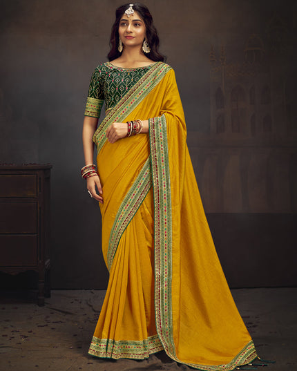 Sunny Yellow Silk Saree with Embroidered Blouse