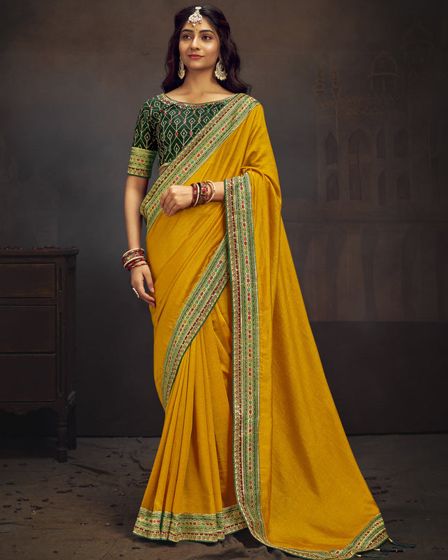 Sunny Yellow Silk Saree with Embroidered Blouse