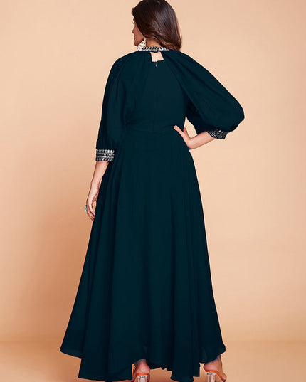 Rama Green Faux Georgette Gown