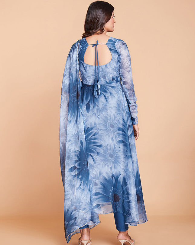 Navy Blue Readymade Pant Kameez Suit