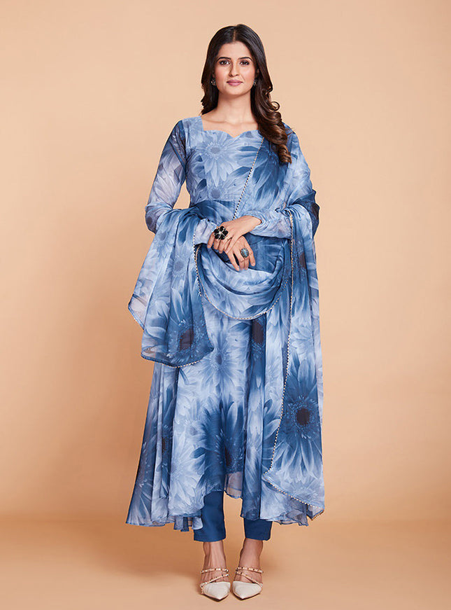 Navy Blue Readymade Pant Kameez Suit