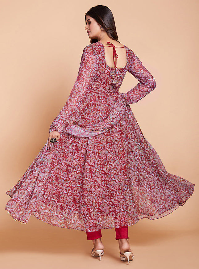 Maroon Readymade Pant Kameez Suit