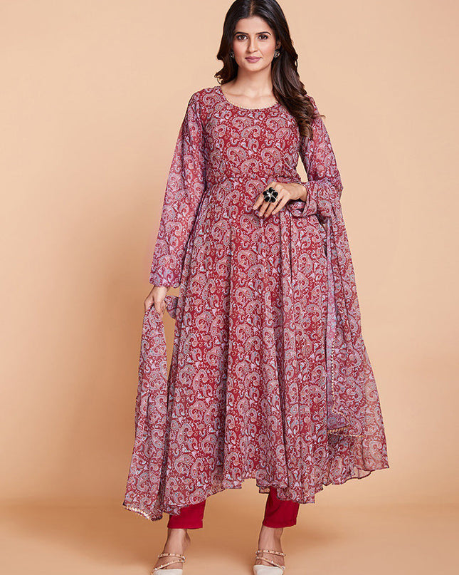 Maroon Readymade Pant Kameez Suit