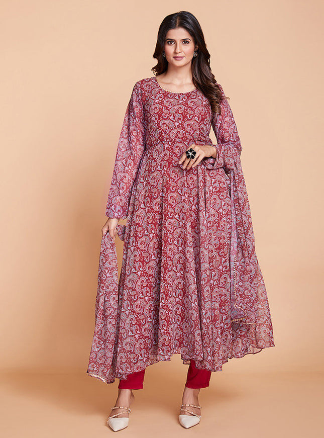 Maroon Readymade Pant Kameez Suit