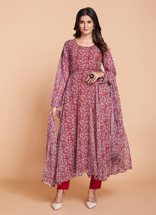 Maroon Readymade Pant Kameez Suit