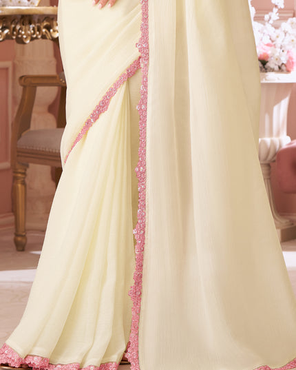 Alluring Off White Embroidered Georgette Party Wear Saree