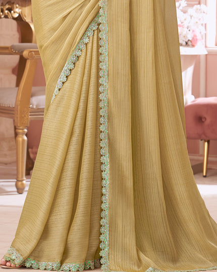 Bewitching Fawn Embroidered Georgette Party Wear Saree
