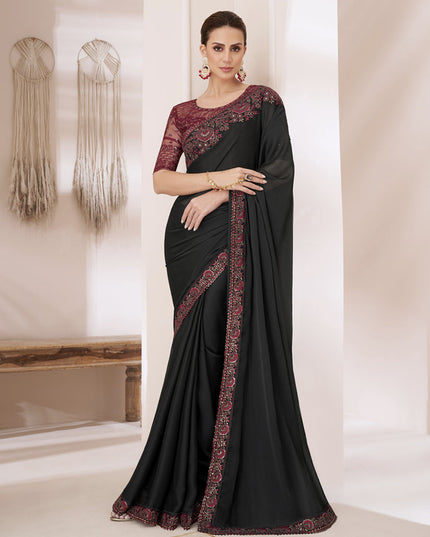 Black Embroidered Saree with Designer Blouse