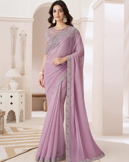 Blush Pink Embroidered Saree with Designer Blouse
