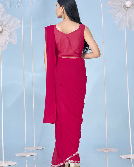 magenta embellished motif ready to wear saree