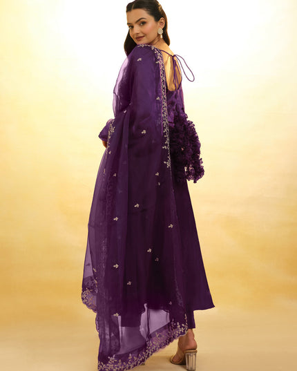Purple Organza Readymade Anarkali Suit