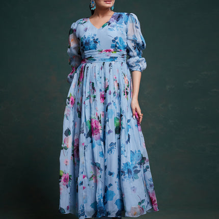 Sky Blue Readymade Kurti with Bottom