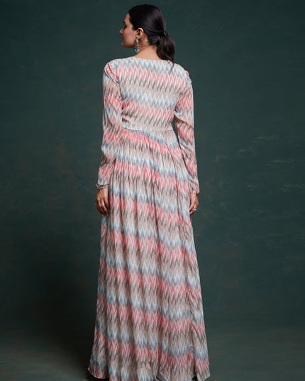 Grey Georgette Readymade Gown