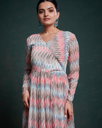 Grey Georgette Readymade Gown