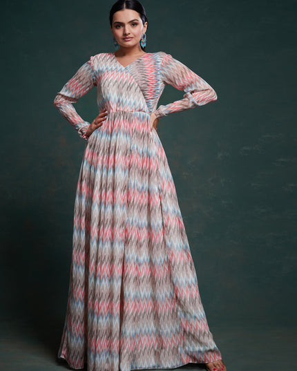 Grey Georgette Readymade Gown