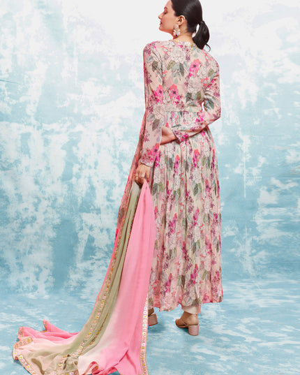 Blush Pink Georgette Readymade Anarkali Suit