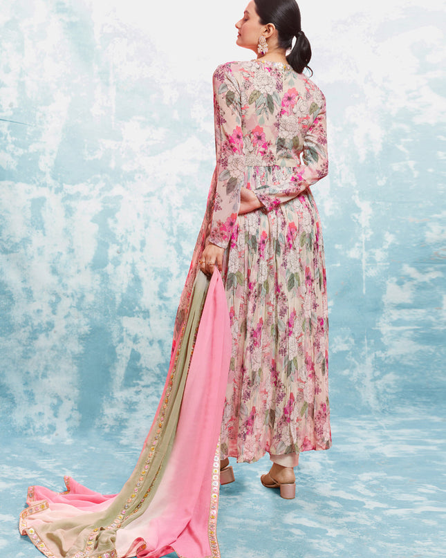 Blush Pink Georgette Readymade Anarkali Suit
