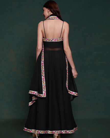 Black Georgette Readymade Anarkali Suit