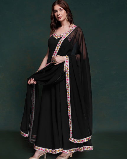 Black Georgette Readymade Anarkali Suit