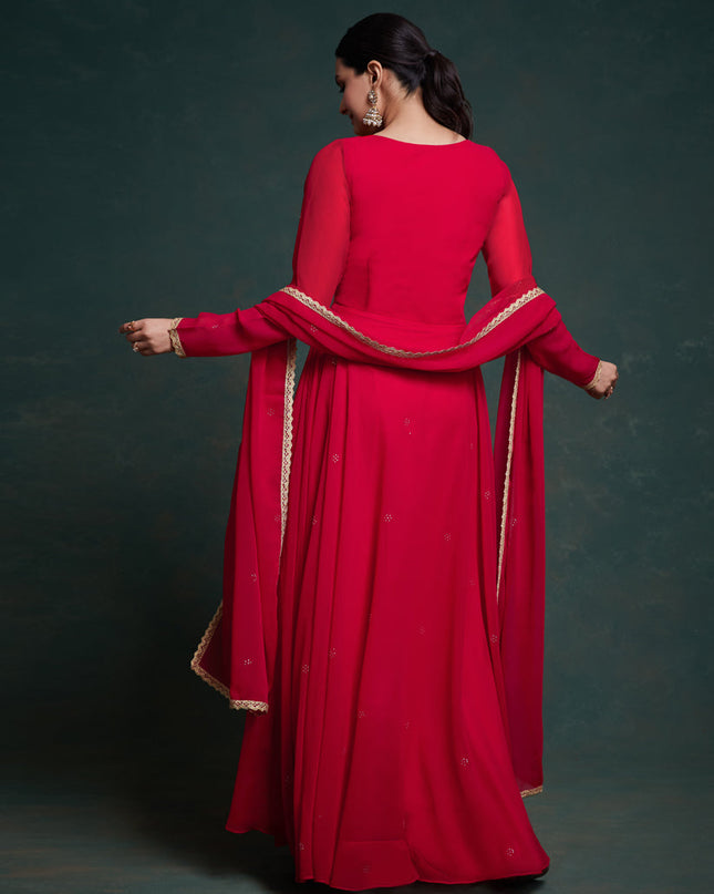 Red Georgette Readymade Gown