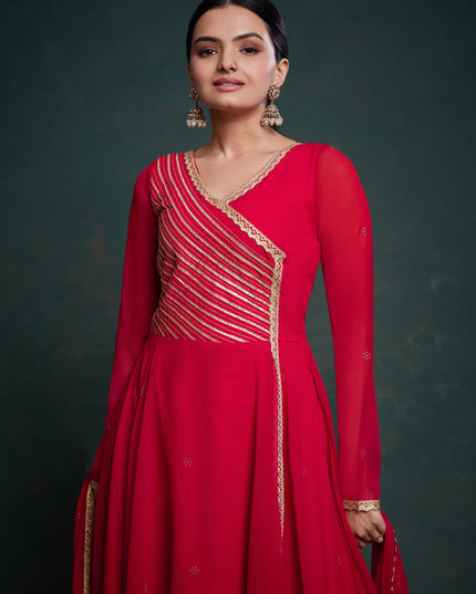 Red Georgette Readymade Gown