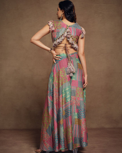 Smoke Grey Muslin Printed Co-Ord Set