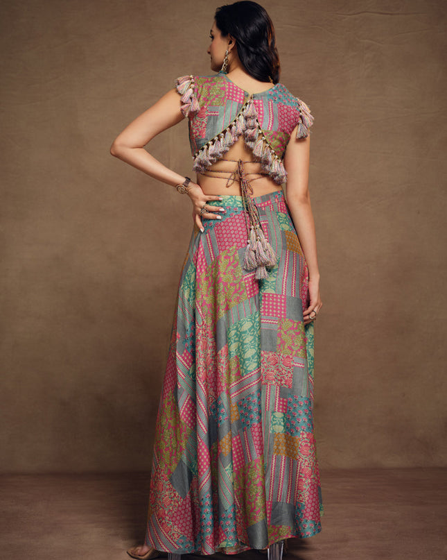 Smoke Grey Muslin Printed Co-Ord Set