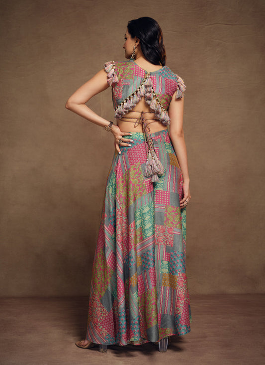 Smoke Grey Muslin Printed Co-Ord Set