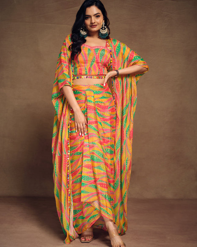 Golden Yellow Chinnon Silk Co-Ord Set