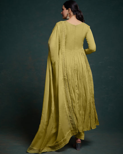 Olive Green Readymade Festival Wear Suit