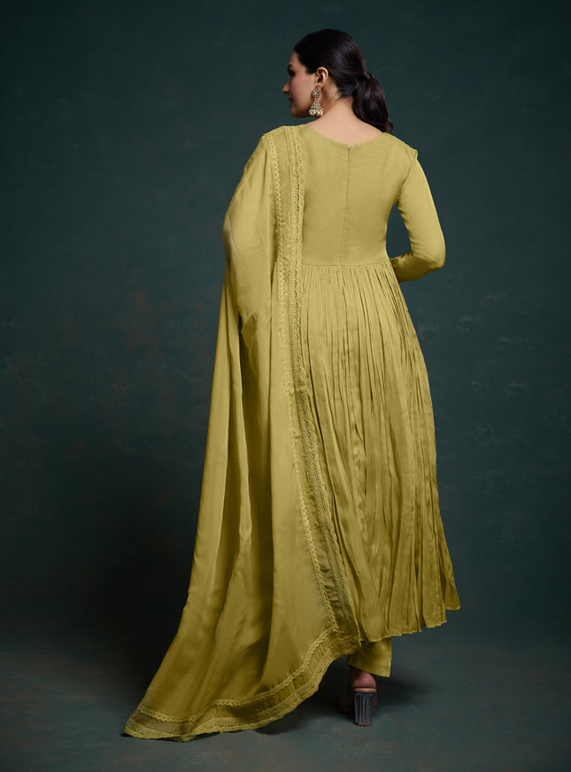 Olive Green Readymade Festival Wear Suit