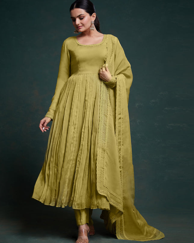 Olive Green Readymade Festival Wear Suit
