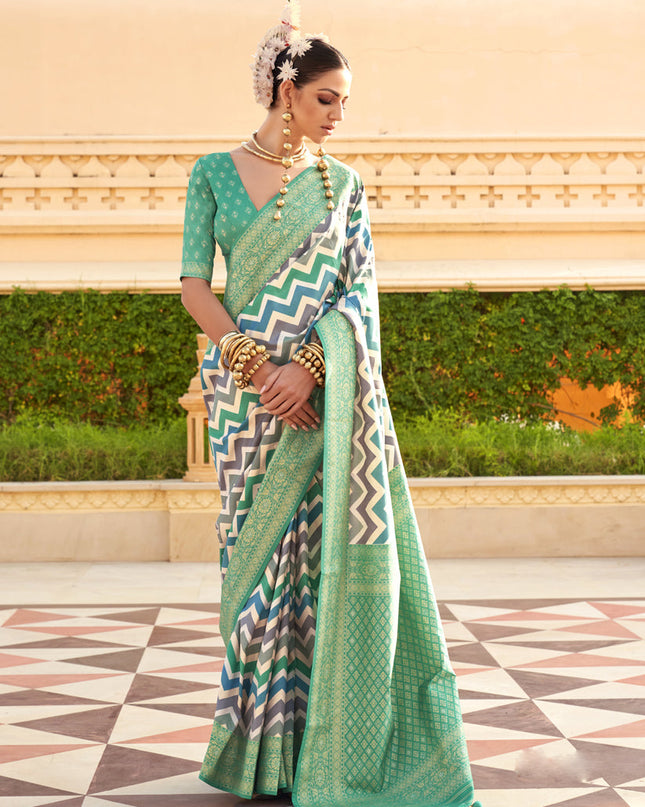 Multicolor Silk Zari Woven Saree for Festival