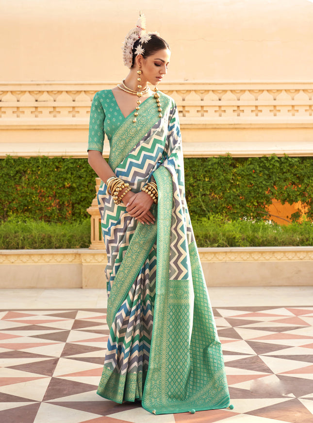 Multicolor Silk Zari Woven Saree for Festival