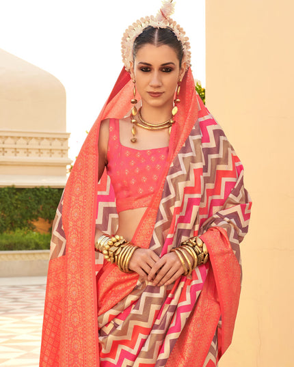 Multicolor Silk Zari Woven Saree for Festival