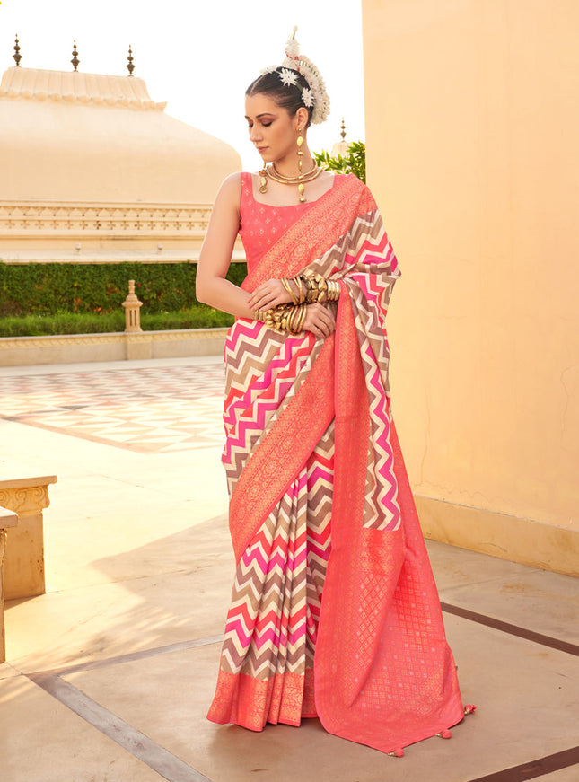 Multicolor Silk Zari Woven Saree for Festival
