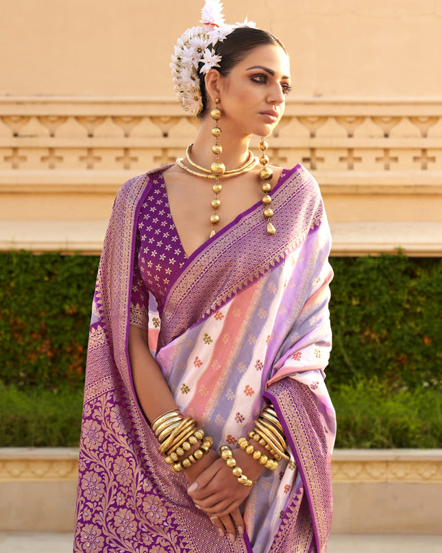 Multicolor Silk Zari Woven Saree for Festival