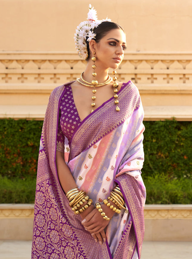 Multicolor Silk Zari Woven Saree for Festival