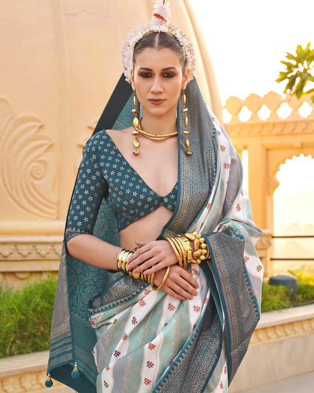 Multicolor Silk Zari Woven Saree for Festival