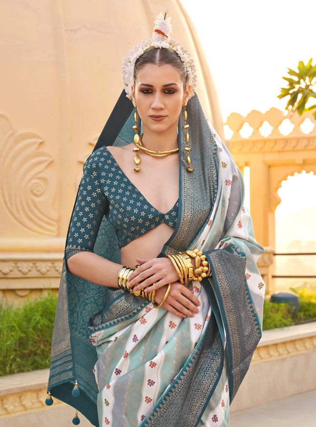 Multicolor Silk Zari Woven Saree for Festival