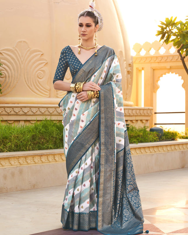 Multicolor Silk Zari Woven Saree for Festival