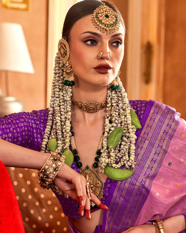 Carnation Pink Silk Sambalpuri Print Saree for Festival