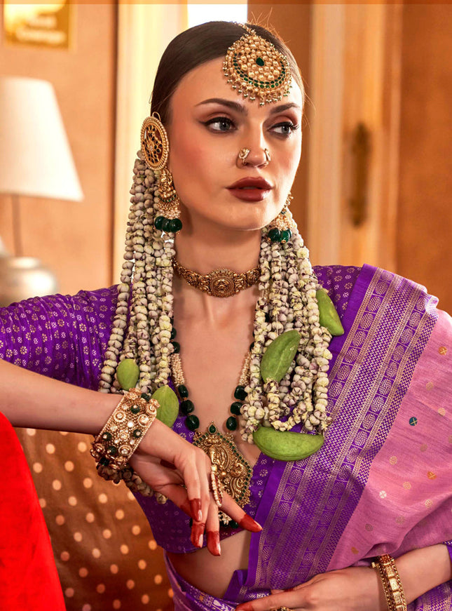 Carnation Pink Silk Sambalpuri Print Saree for Festival