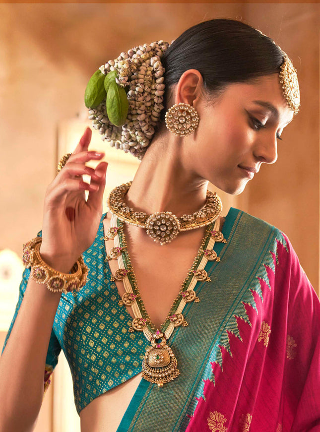 Raspberry Pink Silk Sambalpuri Print Saree for Festival