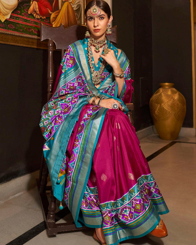 Raspberry Pink Silk Patola Saree for Festival