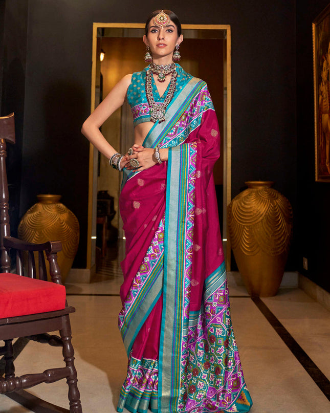 Raspberry Pink Silk Patola Saree for Festival