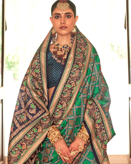 Multicolor Gold Print Silk Saree for Festival